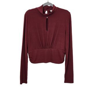 Brea Canyon Oxblood Knit Top NWT XL Cropped Burgundy Top with Cutout